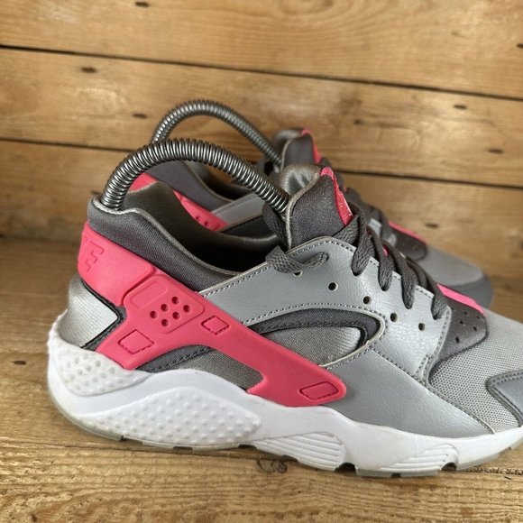 NIKE Huarache Run GS 654280-006 Athletic Shoes Grey/Pink Size 6Y Womens 7.5 - Picture 2 of 8